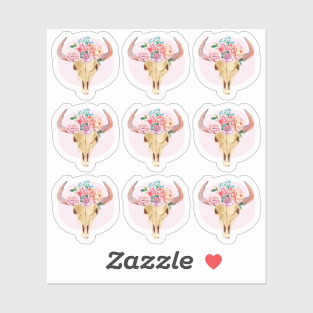 Lámina de planeador de acuarela de cráneo de vaca  (Hoja)