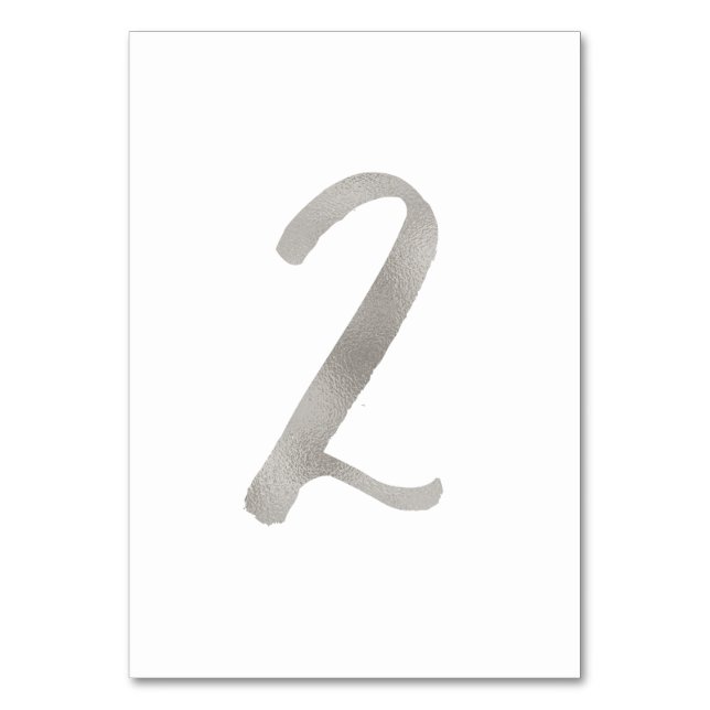 Lámina de plata elegante número de mesa de boda |  (Reverso)