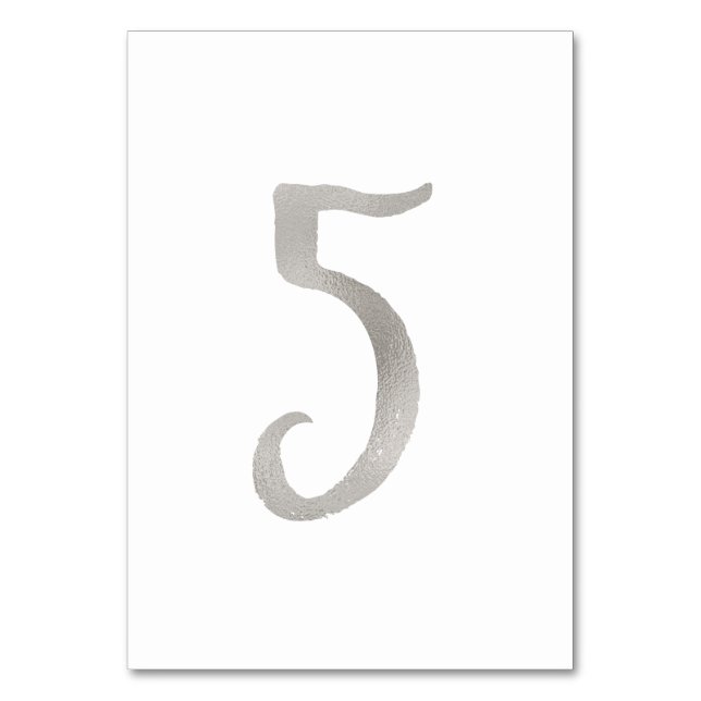 Lámina de plata elegante número de mesa de boda |  (Reverso)