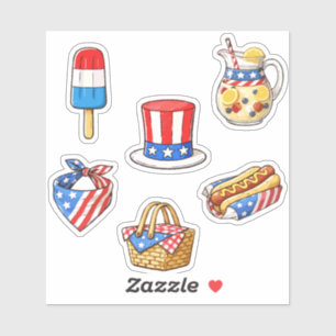 Lámina de Stickers Doodle Patrióticos Vintage Ador