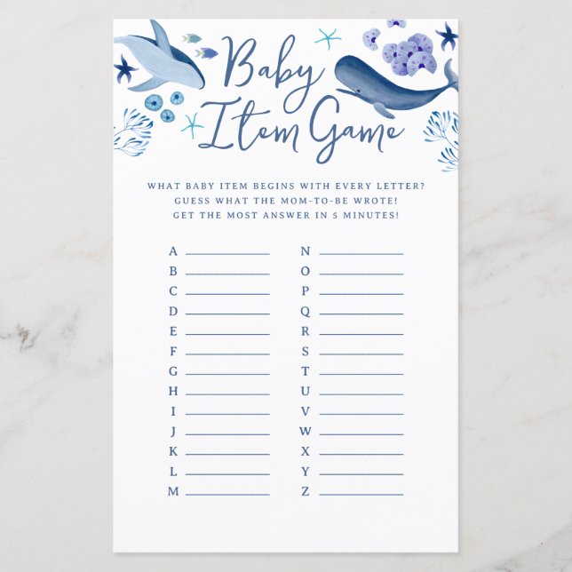 Lámina Debajo del mar Blue Boy Juego de Bebé de ballena (Anverso)