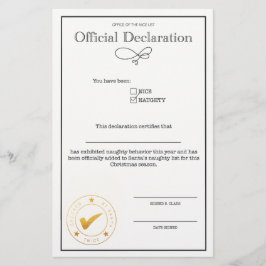 Lámina Declaración de la lista de Santa Naughty
