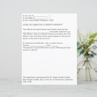 Lámina Declaración Legal de Identificación Jurada