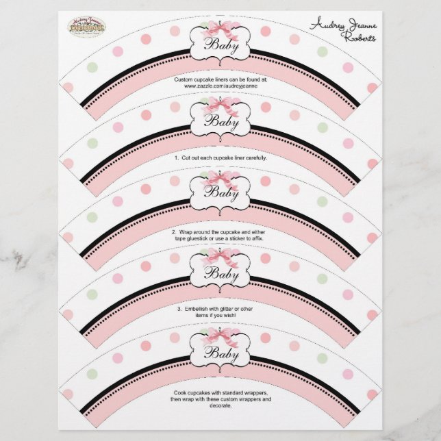 Lámina Decoración de Cupcake para Baby Shower - Remolino  (Anverso)