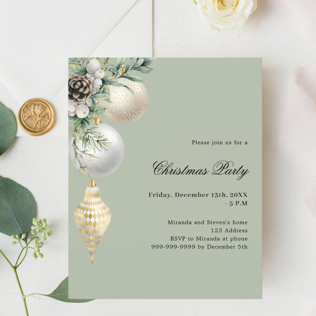 Lámina Decoración de oro blanco verde Navidades Invitació (Subido por el creador)