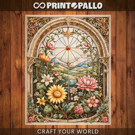 Lámina Decoración - Una vidriera con flores