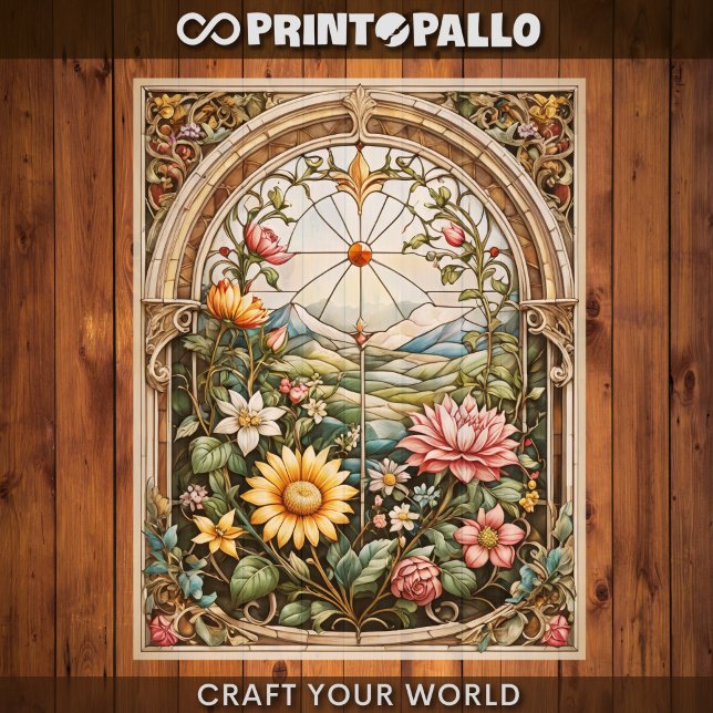 Lámina Decoración - Una vidriera con flores (Subido por el creador)