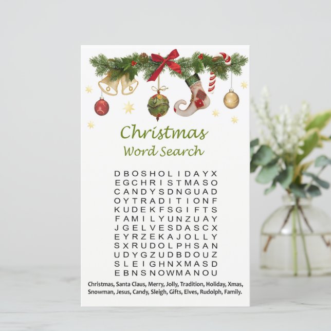 Lámina Decoraciones navideñas navidades de búsqueda de pa (Anverso de pie)