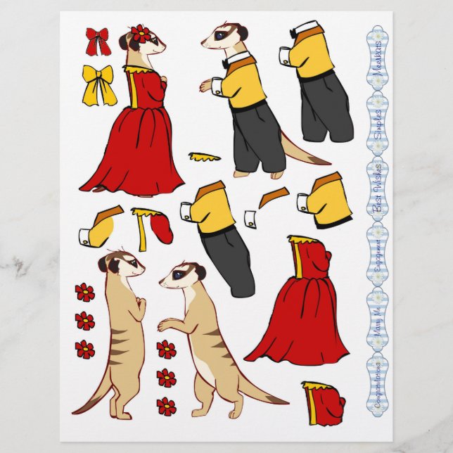 Lámina Decoupage 3D - Amantes de los suricatos (Anverso)