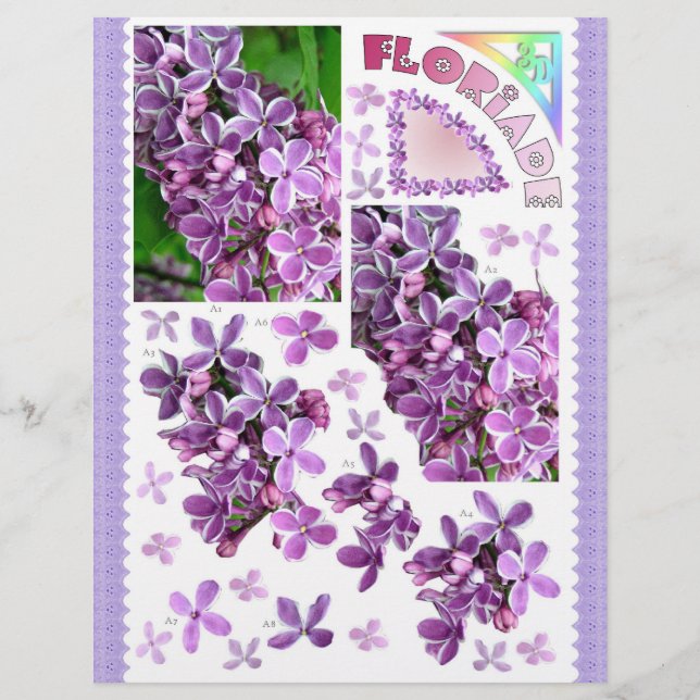 Lámina Decoupage 3D - Floriade - Flores de jardín Lilac (Anverso)