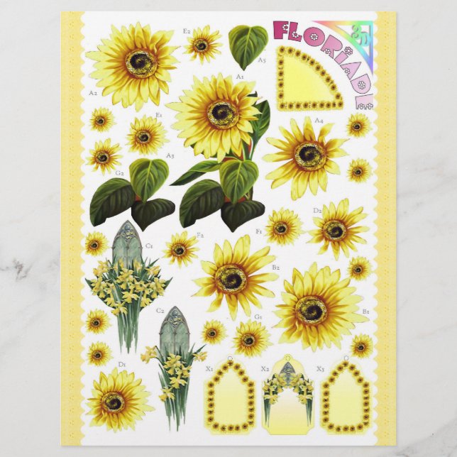 Lámina Decoupage 3D - Floriade - girasol amarillo (Anverso)