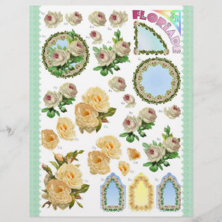 Lámina Decoupage 3D - Floriade - rosas blancas y amarilla