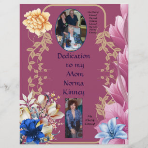 Lámina Dedicación mi mamá Norma Kinney Papel personalizad