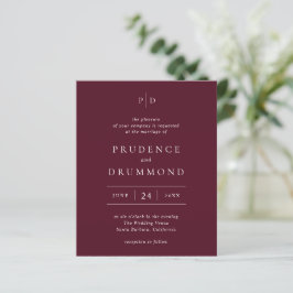 Lámina Deep Burgundy Classic Budget Wedding Invitation