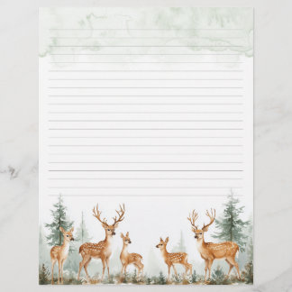 Lámina Deer acuarela en papel de estantería en el bosque