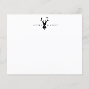Lámina Deer Antlers Stag Head   Monograma gris negro