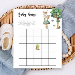 Lámina Deer Forestal - Juego de bingo para ducha de bebé