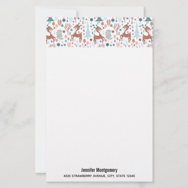 Lámina Deer lindo en Navidades singulares de patrones for (Anverso)