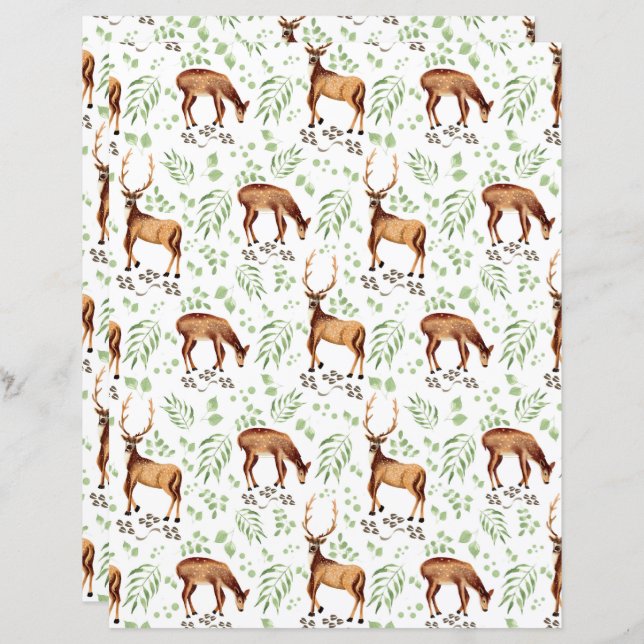 Lámina Deer Scrapbook Paper (Anverso / Reverso)