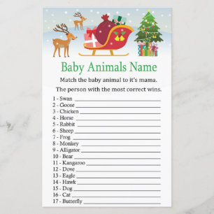 Lámina Deer sleigh con regalos Baby Animals Name Game