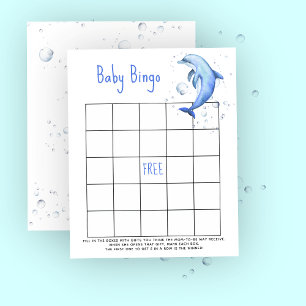 Lámina Delfín de acuarela - Juego de bingo para baby show