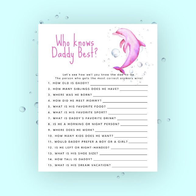 Lámina Delfín rosa del océano - Juego Quién conoce mejor  (Subido por el creador)