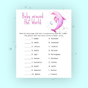 Lámina Delfín rosa oceánico - juego del bebé alrededor de