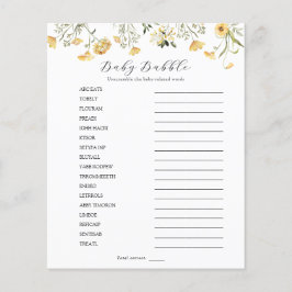 Lámina Delicada flor silvestre amarillo bebé babble estra