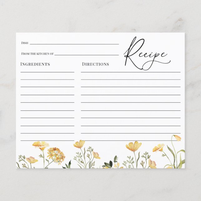 Lámina Delicada flor silvestre amarillo ducha de novia (Anverso)