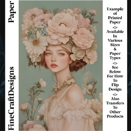 Lámina Delicada mujer retrato Flores CP2 Papel de artesan