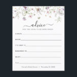 Lámina Delicado consejo de flores moradas silvestres para<br><div class="desc">Haz que tus clientes rellenen estas adorables tarjetas de consejo en tu ducha nupcial o en tu ducha de pareja. Personaliza el con el nombre de la novia y la fecha de ducha. Colección coincidente encontrada en la tienda Adore Paper Co. Zazzle.</div>