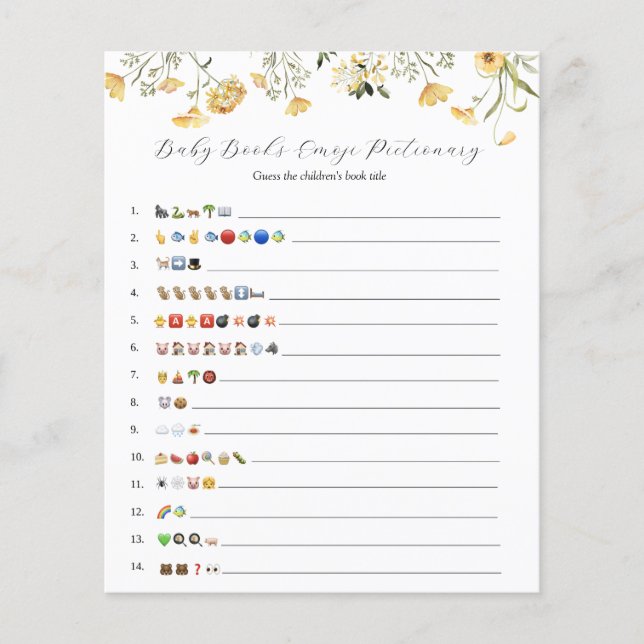 Lámina Delicado juego de Emoji de libros para bebés con f (Anverso)