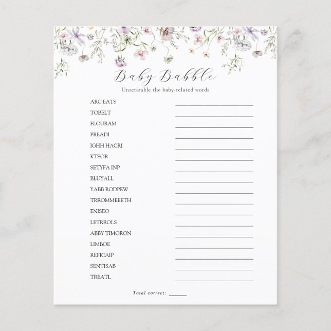 Lámina Delicado morado de flores silvestres bebé Babble S (Anverso)