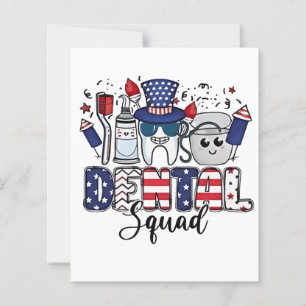 Lámina Dental Squad Cute Dentista Higienista 4 de Julio