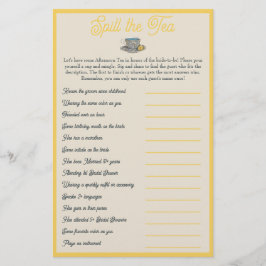 Lámina Derrame el té: combinación de ducha de novia y jue