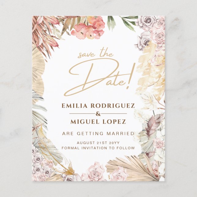 Lámina Descarga digital de la invitación a bodas BOHO par (Anverso)