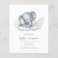 Descuento de elefante bebé en una invitación de Ba
