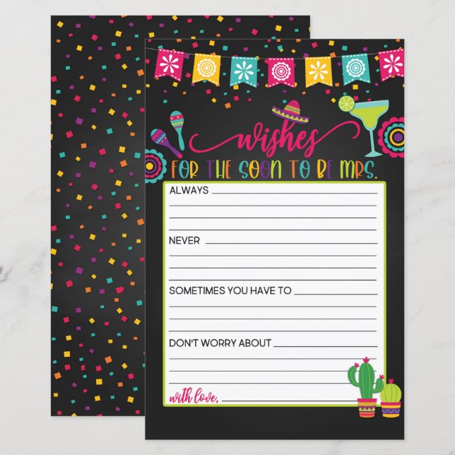 Lámina Deseo que pronto sea la Sra. - Fiesta (Anverso / Reverso)