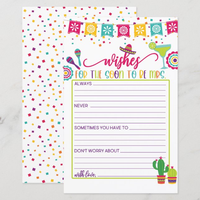 Lámina Deseo que pronto sea la Sra. - Fiesta WH (Anverso / Reverso)