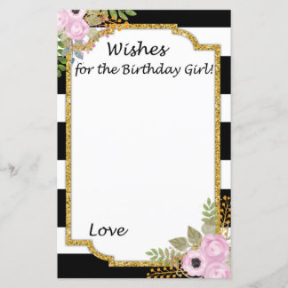 Lámina Deseos a rayas blancas negras para el chica de cum