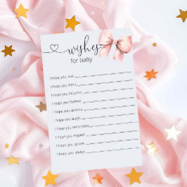 Lámina Deseos De Baby Shower De Bow Rosado Para El Bebé