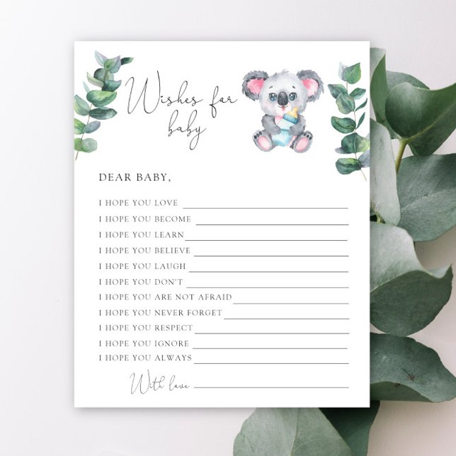 Lámina Deseos de baby shower de koala para bebé (Subido por el creador)