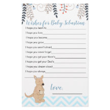 Deseos de Baby Shower para Bebé Niño Boho Canguro