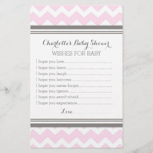 Lámina Deseos de Baby Shower para el bebé Rubor Grey Chev