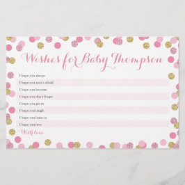 Lámina Deseos de Baby Shower rosados y dorados para las t