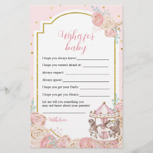 Lámina Deseos de carrusel mágico rosa y dorado para el be