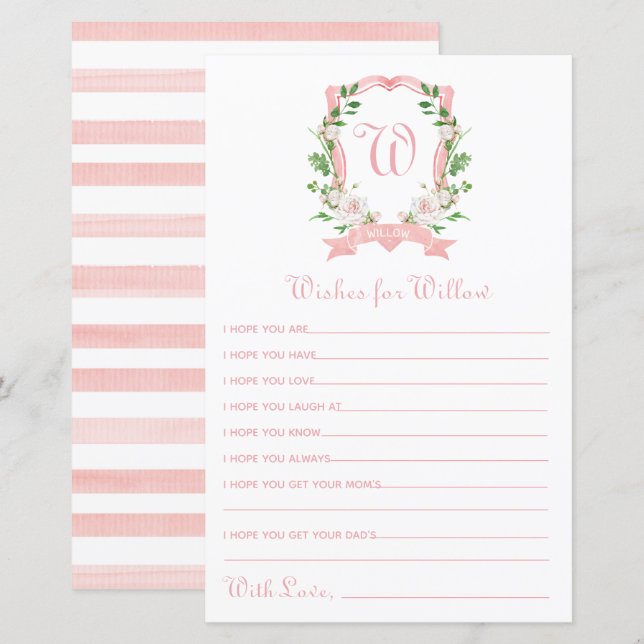 Lámina Deseos de Escudo floral para el bebé (Anverso / Reverso)