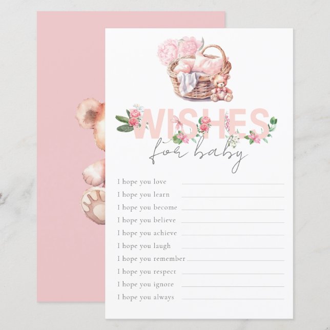 Lámina Deseos De La Cesta Del Bebé Para La Partida Del Be (Anverso / Reverso)