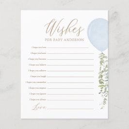 Lámina Deseos de la partida de Baby Shower Baby Blue Ball