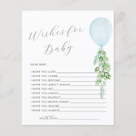 Lámina Deseos de la partida de Baby Shower Baby Blue Ball